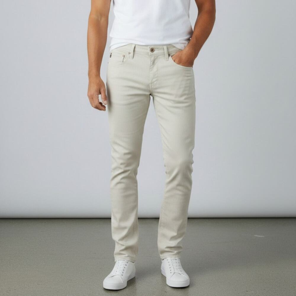 AG Adriano Goldschmied Beige 5 Pocket Slim Straight Cotton Pants Men's Size 32